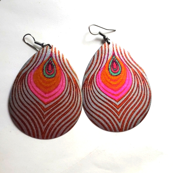 Jewelry - 🌷 FREE with 3/$30  or 😜 4/$20       Metal peacock print earings